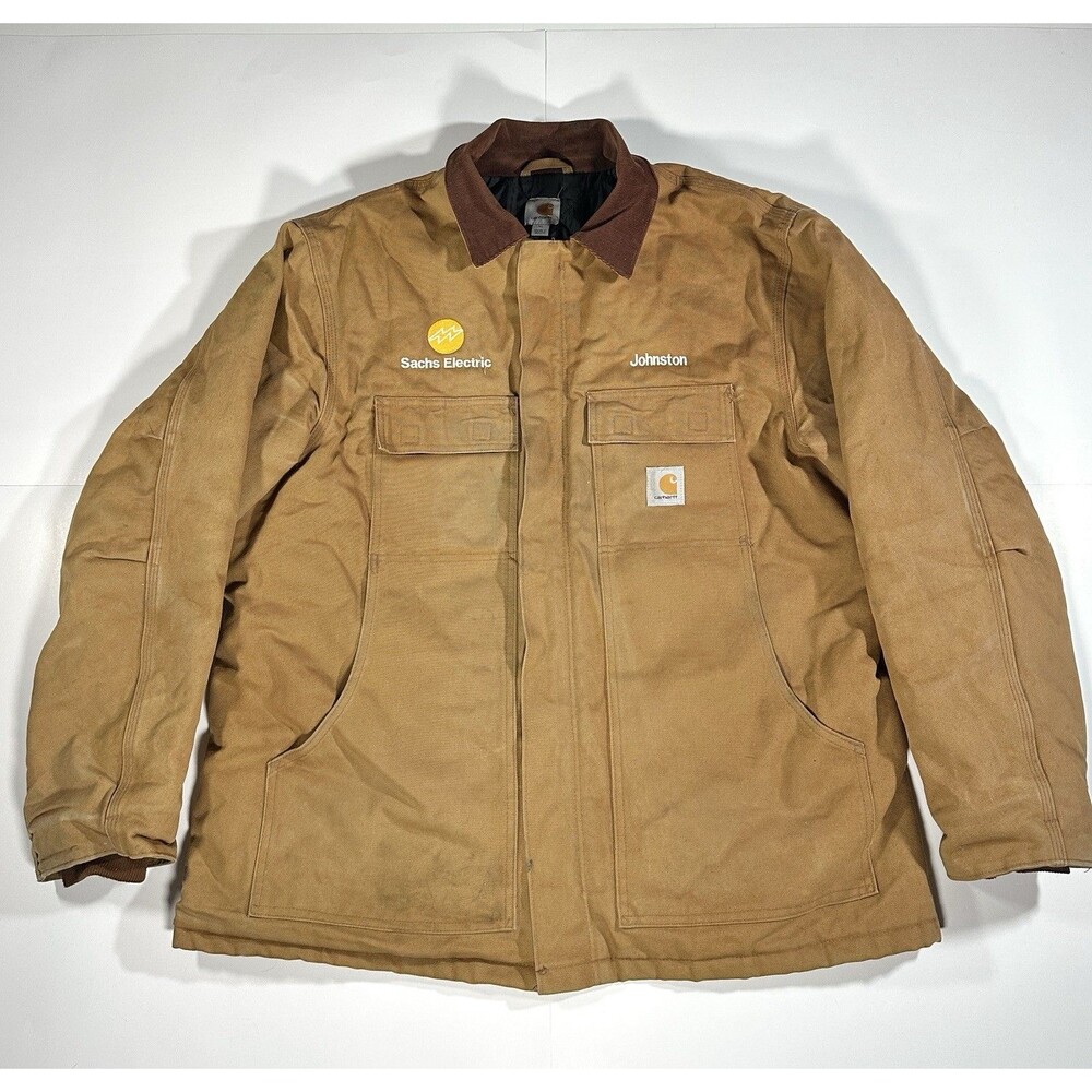 Carhartt C003 BRN Duck Traditional Quilt-Lined Insulated Coat Size XL Distressed
